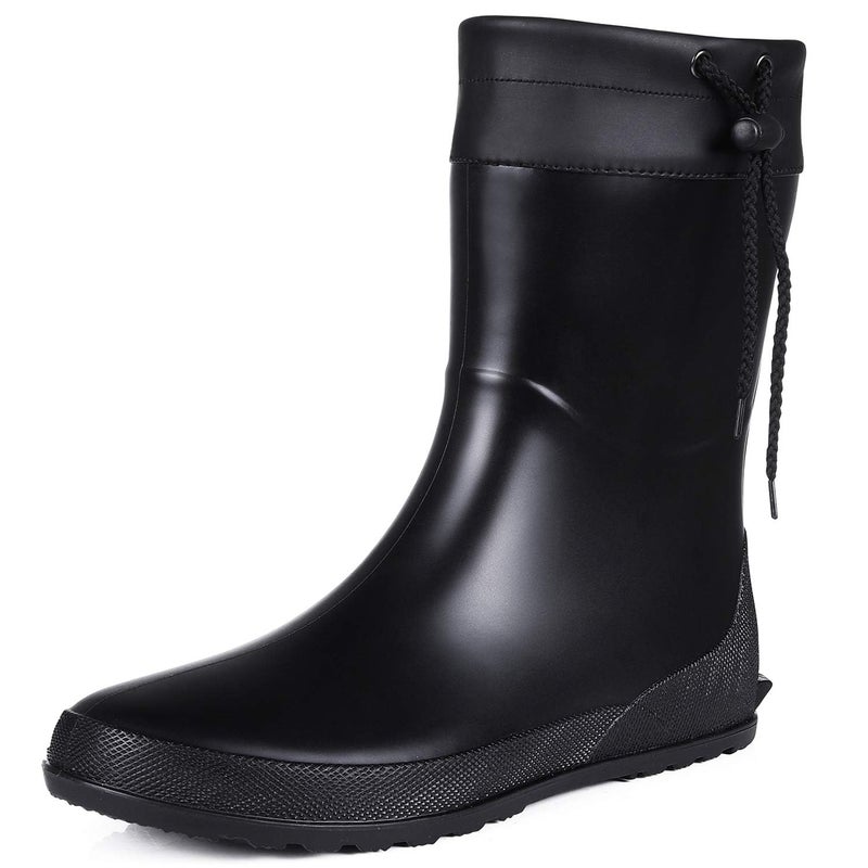 Asgard Women's Mid Calf Rain Boots Collar Gardening Boots Ultra Lightweight Portable Garden Shoes Black 40 (Size 9-9.5) - Image 1